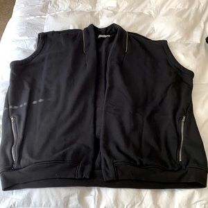 Athleisure Black Sweatshirt Vest- size L